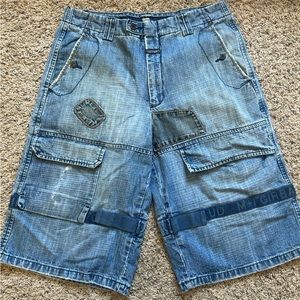 Vintage 90s Marithe Francois Girbaud Denim Patchwork Jean Shorts